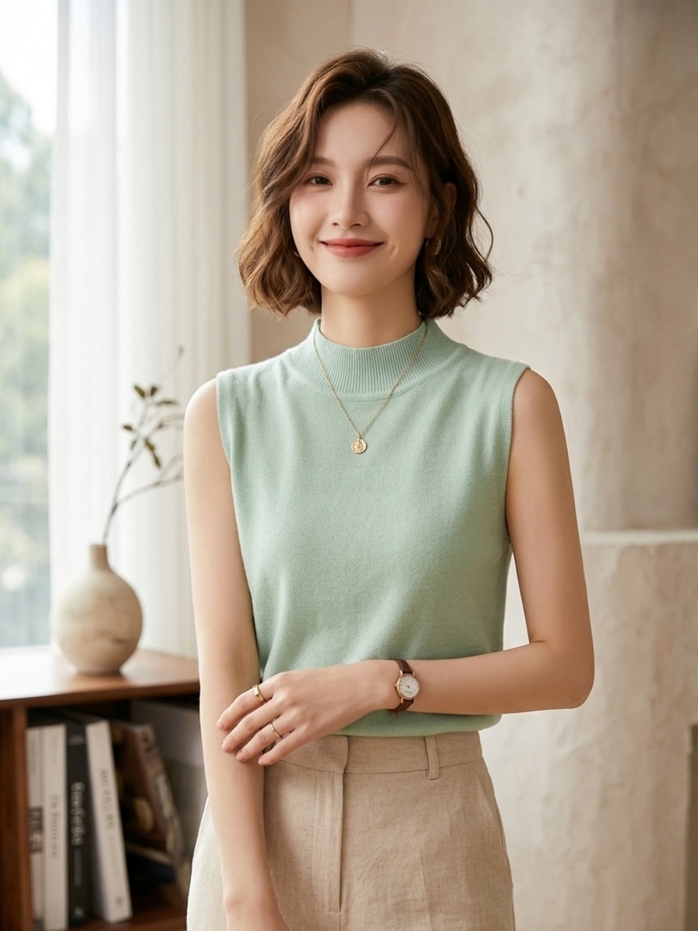 Mint Green Sleeveless Women's Top